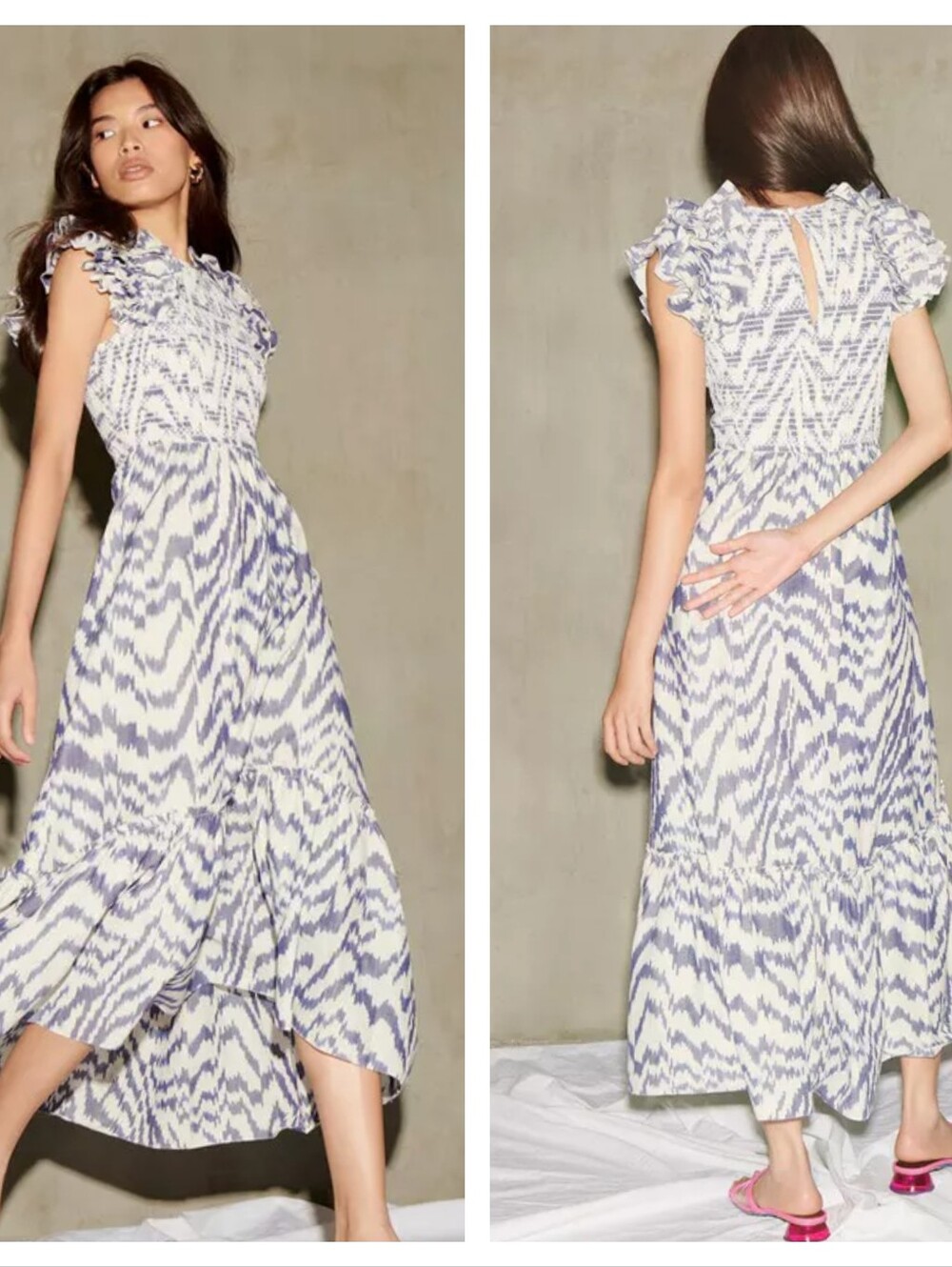 SAYLOR Pilar Blue and White Zebra Maxi Dress
